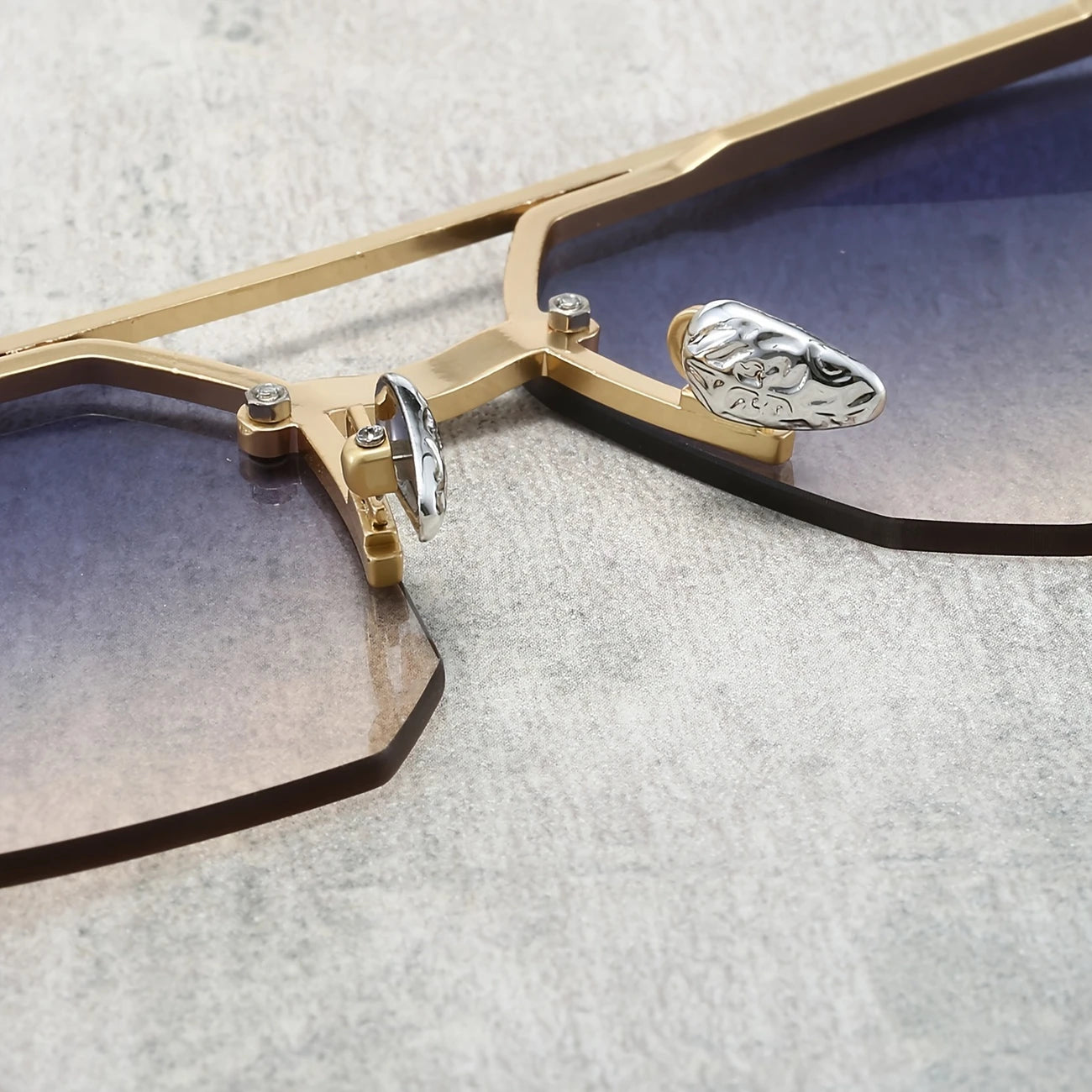 Half frame cut edge glasses for men and women, square glasses...