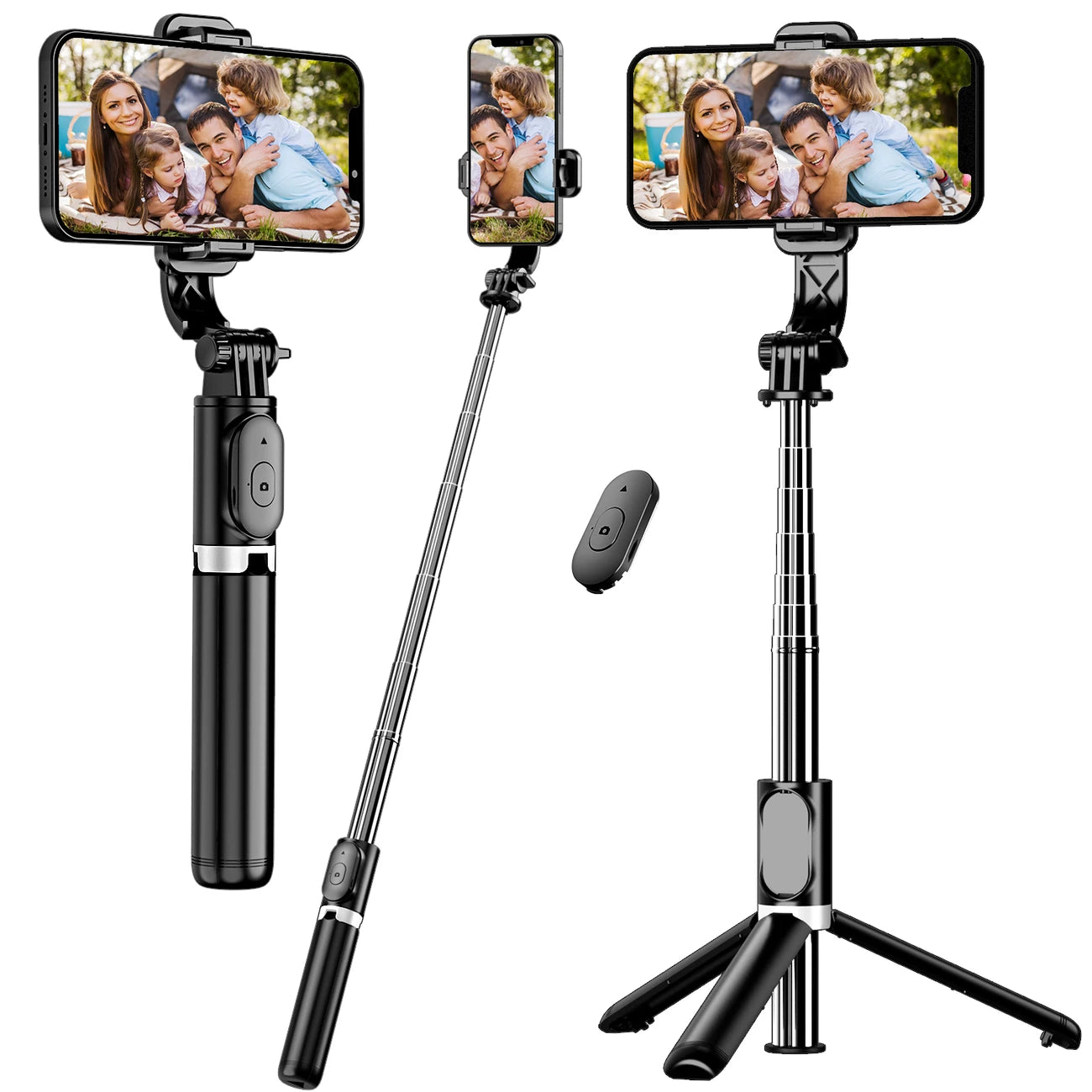 40" Cell Phone Selfie Stick Tripod, Extendable Selfie Stick All-in-1 Smartphone Tripod Stand With Wireless Remote 360°Rotation...