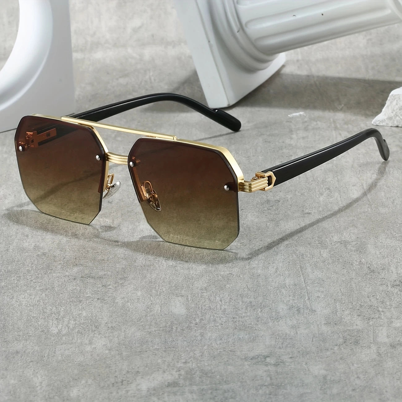 Half frame cut edge glasses for men and women, square glasses...
