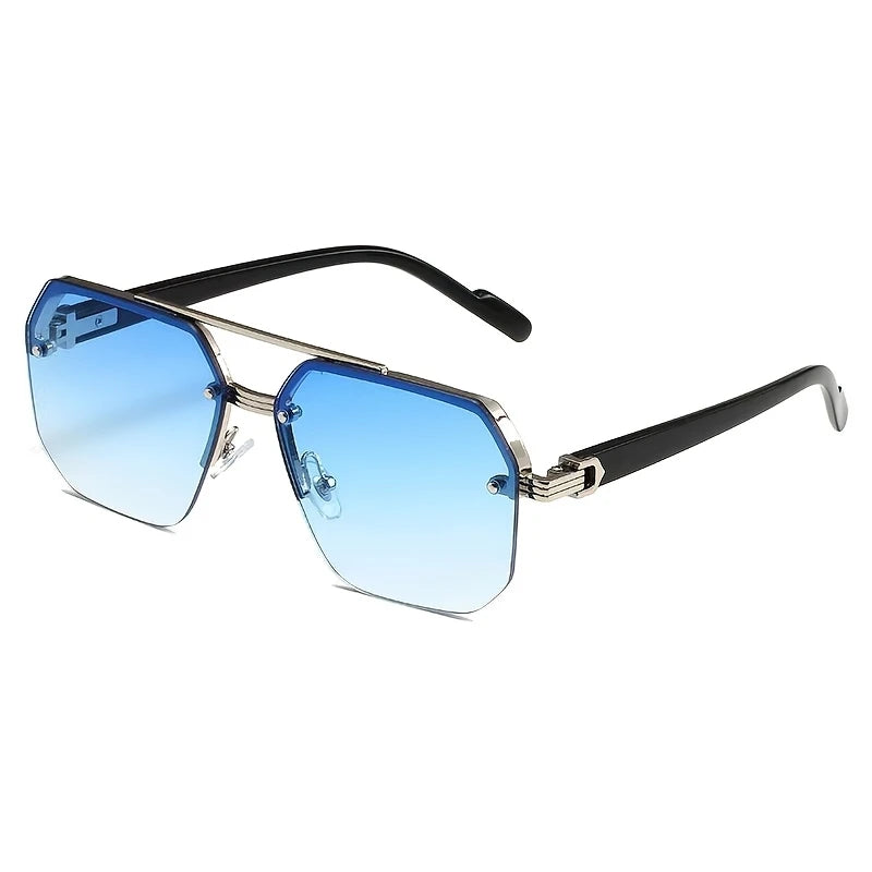 Half frame cut edge glasses for men and women, square glasses...