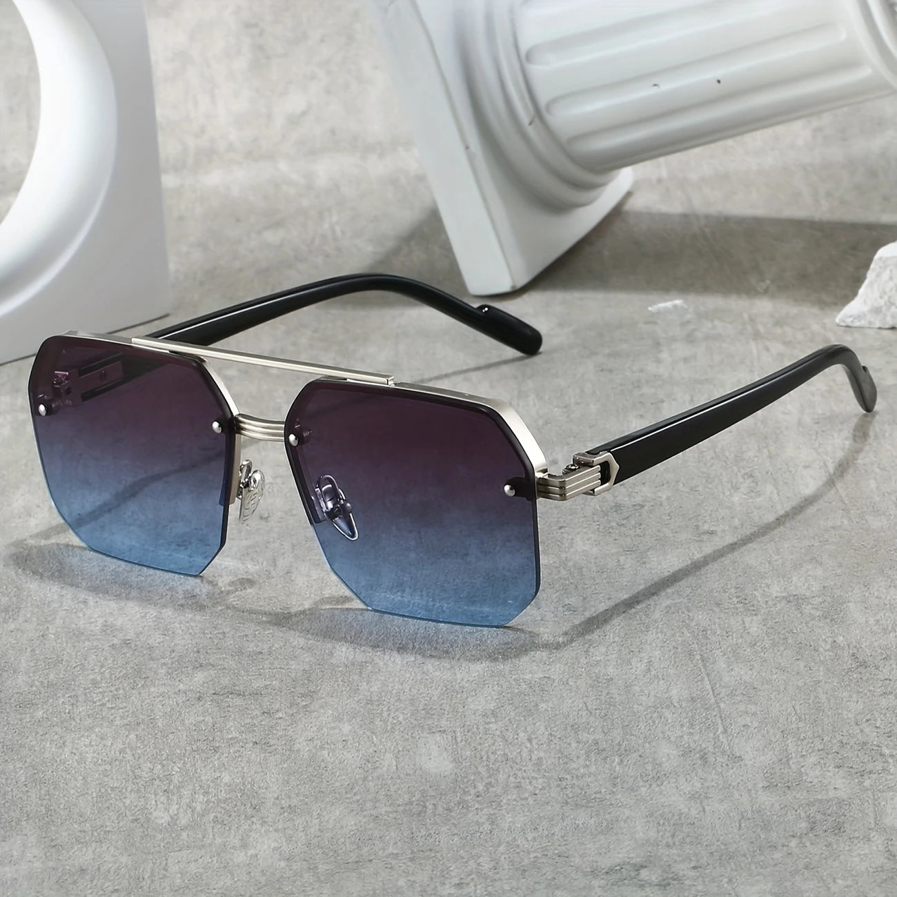 Half frame cut edge glasses for men and women, square glasses...