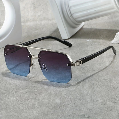 Half frame cut edge glasses for men and women, square glasses...