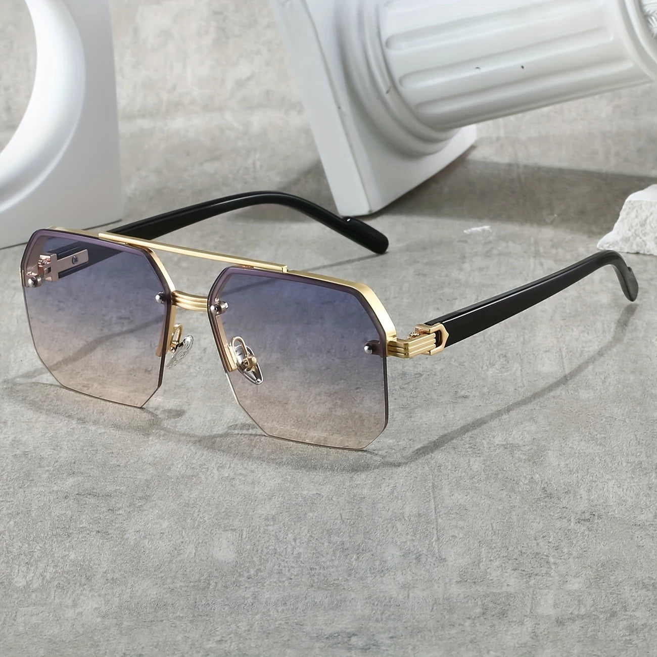 Half frame cut edge glasses for men and women, square glasses...