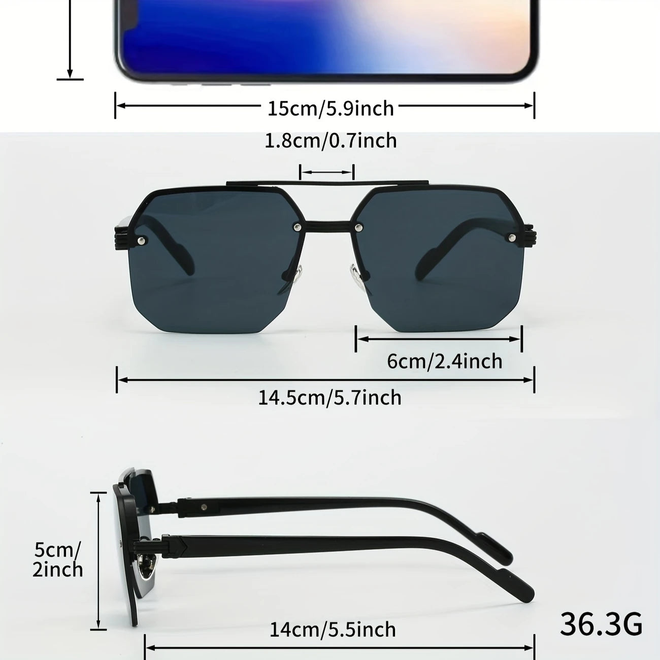 Half frame cut edge glasses for men and women, square glasses...