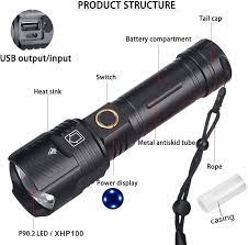 USB Rechargeable Zoomable LED FLASHLIGHT TORCH LACE & BOTTON 